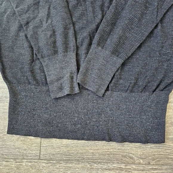 Eileen Fisher Gray Striped Lightweight Sweater Merino Wool - Picture 8 of 9